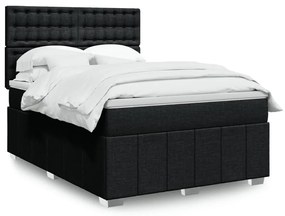Cama com molas/colchão 140x200 cm tecido preto