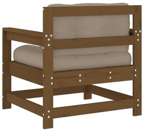 Cadeiras de jardim c/ almofadões 2pcs pinho maciço castanho-mel