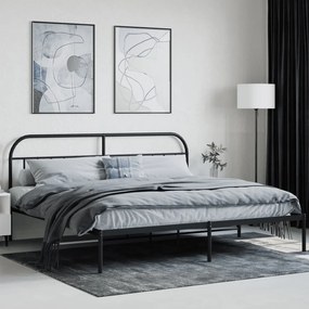 Estrutura de cama com cabeceira 200x200 cm metal preto