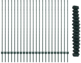 Conjunto de Cerca de Jardim Conjunto de 2 Verde Metal 25x1,5 m
