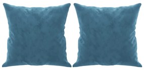 Sofá 2 lugares c/ almofadas decorativas 120 cm veludo azul