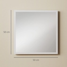 Espelho de parede quadrado de 50 x 50 cm, com moldura em madeira branca, ideal para a casa de banho, sala de estar ou quarto