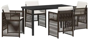 Conjunto de Jantar de Jardim de 5 Peças com Almofadas em Rattan Sintét
