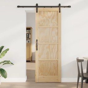 Porta Deslizante vidaXL com Conjunto de Hardware 73.5x211 cm Madeira Sólida de Pinheiro