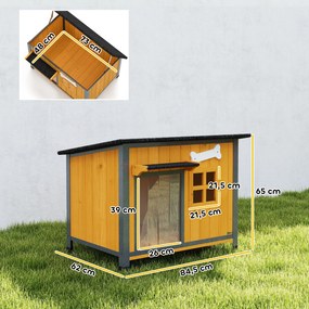 Casota para Cão de Exterior, 84,5 x 62 x 65 cm, Piso Amovível Amarelo
