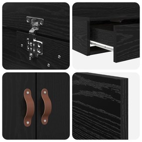 Estrutura de Cama Armazenamento Carvalho Preto 180x200 cm