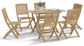 7 pcs conjunto de jantar para jardim madeira de acácia maciça