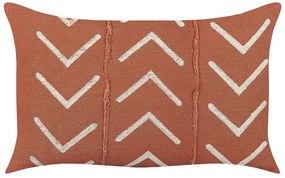 Almofada decorativa com padrão geométrico em algodão laranja 35 x 55 cm ALBIUM Beliani