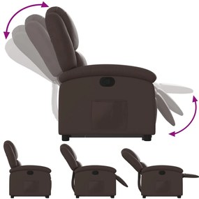 Poltrona reclinável elevatória couro artificial castanho