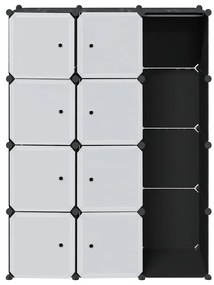 Armário plástico modular 9 gavetas 109x36,5x143 cm preto branco