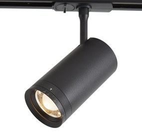 Foco moderno preto para sistema de calha monofásico com LED giratório e inclinável - Iconic Zoom Moderno