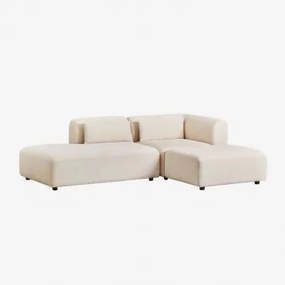 Sofá Modular De Canto Em 2 Peças Com Chaise Longue À Esquerda E Puff Fogler Linho Veludo Bege Linho - Sklum