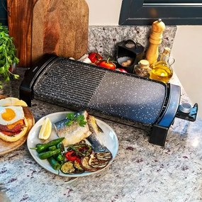 Grelhador eléctrico Tasty&Grill 2500 RockWater MixGrill. 2150 W, revestimento antiaderente, superfície mista, termóstato regulável, lavável na máquina