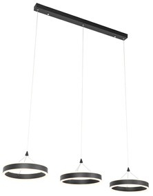 Candeeiro de suspensão preto oblongo com LED regulável em 3 níveis 3 luzes - Lyani Design