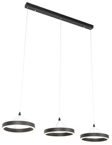 Candeeiro suspenso preto alongado incl. LED 3 níveis regulável com 3 luzes - Lyani Design