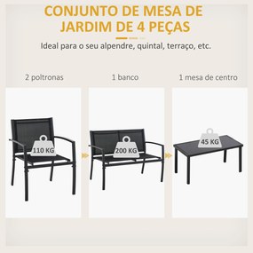 Conjunto de Móveis de Jardim Conjunto de 4 Peças Móveis de Exterior co