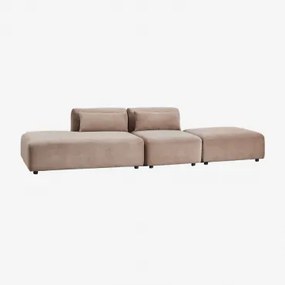 Sofá Modular De 2 Peças Com Chaise Longue Esquerda E Pufe Fogler Bombazina Camelo Castanho - Sklum