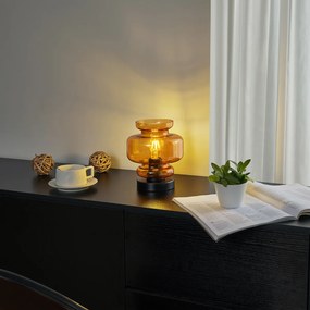 Candeeiro de Mesa Retro Preto com Vidro Laranja - Denise