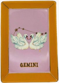 Bandeja decorativa em porcelana fine bone china Gemini
