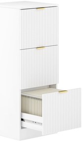 HOMCOM Bloco de Gavetas de Escritório com 3 Gavetas Frentes Caneladas Móvel para Arquivo para Tamanho A4 ou Carta 40x40x101 cm Branco | Aosom Portugal
