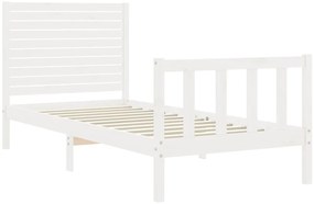 Estrutura cama de solteiro c/ cabeceira madeira maciça branco