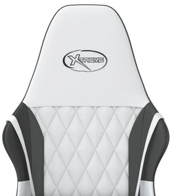 Cadeira gaming massagens couro artificial branco e preto