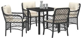 Conjunto de Jantar pra Jardim com 5 Peças e Almofadas de Rattan Sintét
