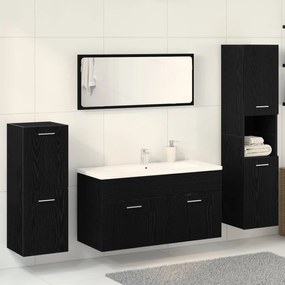 Conjunto de Móveis para Casa de Banho 4 Peças Carvalho Preto Madeira E