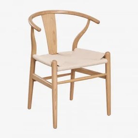 Pack De 4 Cadeiras De Jantar Em Madeira De Olmo Uish Edition Madeira Natural - Sklum