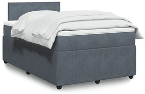 Cama boxspring com colchão 120x190 cm veludo cinzento-escuro