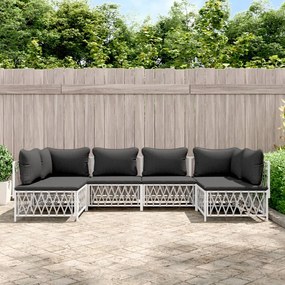 vidaXL 6 pcs conjunto lounge de jardim com almofadões aço branco