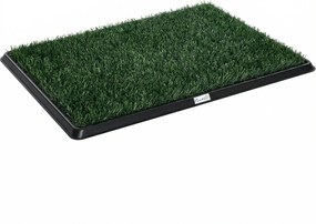 PawHut Sanita para cães 76 x 50,5 cm Banheiro para cães com 2 relvas sintéticas laváveis Sanita para filhotes para cães para varanda casa Preto+Verde | Aosom Portugal