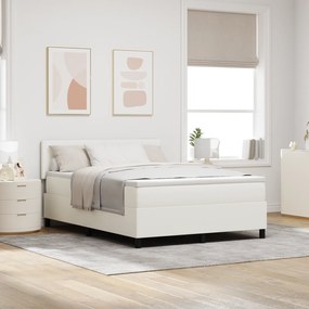 Cama Box Spring com Colchão Creme 140x200 cm Tecido de Veludo Cotelê
