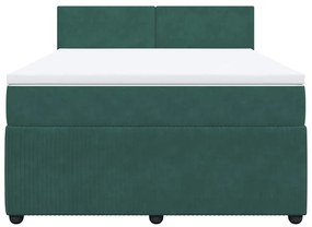 Cama com molas/colchão 160x200 cm veludo verde-escuro