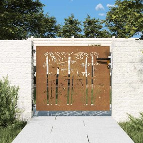 Portão de jardim 85x75 cm aço corten design bambu