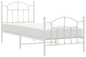 Estrutura de cama com cabeceira e pés 80x200 cm metal branco