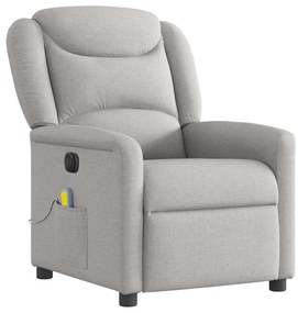 Poltrona massagens reclinável elétrica tecido cinzento-nublado