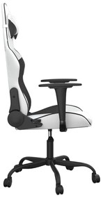 Cadeira gaming couro artificial branco e preto