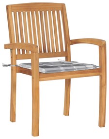Cadeiras de jardim empiháveis c/ almofadões 6 pcs teca maciça