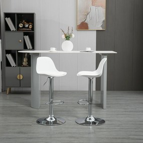 Conjunto de 2 bancos de bar e cadeiras altas de cozinha com encosto e apoio para os pés, altura ajustável, 41 x 42 x 82–104 cm, branco