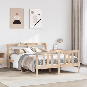 vidaXL Estrutura cama c/ cabeceira 140x190 cm pinho maciço