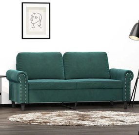 vidaXL Sofá de 2 lugares 140 cm veludo verde-escuro