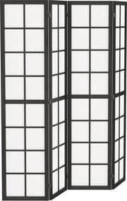 Biombo de interior dobrável de 4 painéis, 160 x 170 cm, divisória para sala de estar, quarto e casa, preto