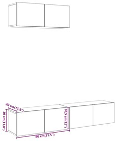 Conjunto de armário de TV 3 peças montado na parede