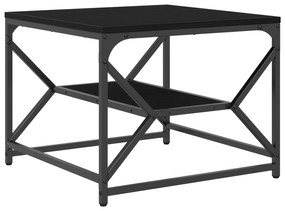 Mesa de Café Carvalho Preto  com Prateleira, 51x50x40 cm, Feita de Mad