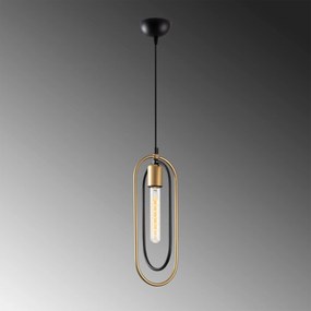 Candeeiro Suspenso Cerco – Preto e Dourado – 14 x 8 cm