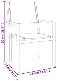 3 pcs conjunto de jantar para jardim aço e textilene preto