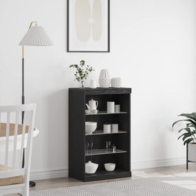 Sideboard vidaXL com Luzes LED Carvalho Preto 60,5x37x100 cm