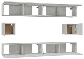 Conjunto móveis de TV 6 pcs madeira processada cinzento cimento