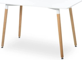 HOMCOM Mesa de Sala de Jantar Estilo Nórdico Mesa de Cozinha com Pés de Madeira de Faia Estrutura de Metal 120x60x75 cm Branco